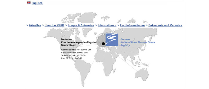Zentrales knochenmarkspender-Register Website 2001